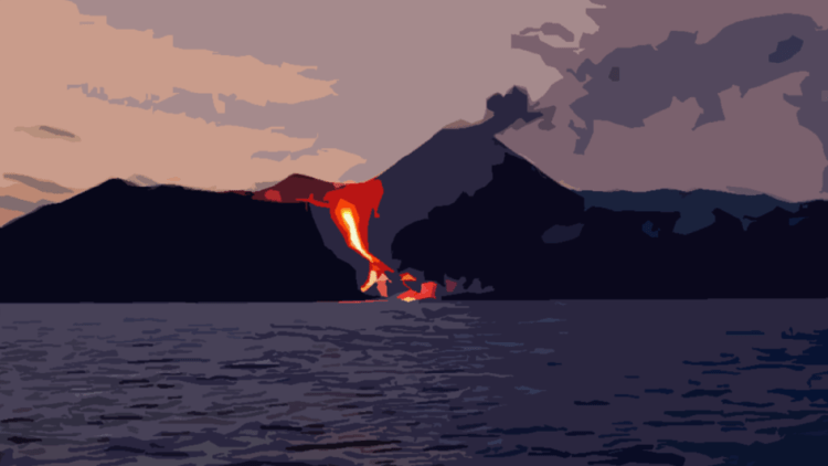 Coulée de lave à BARREN ISLAND (Inde), le seul volcan actif connu d’Inde&nbsp;!